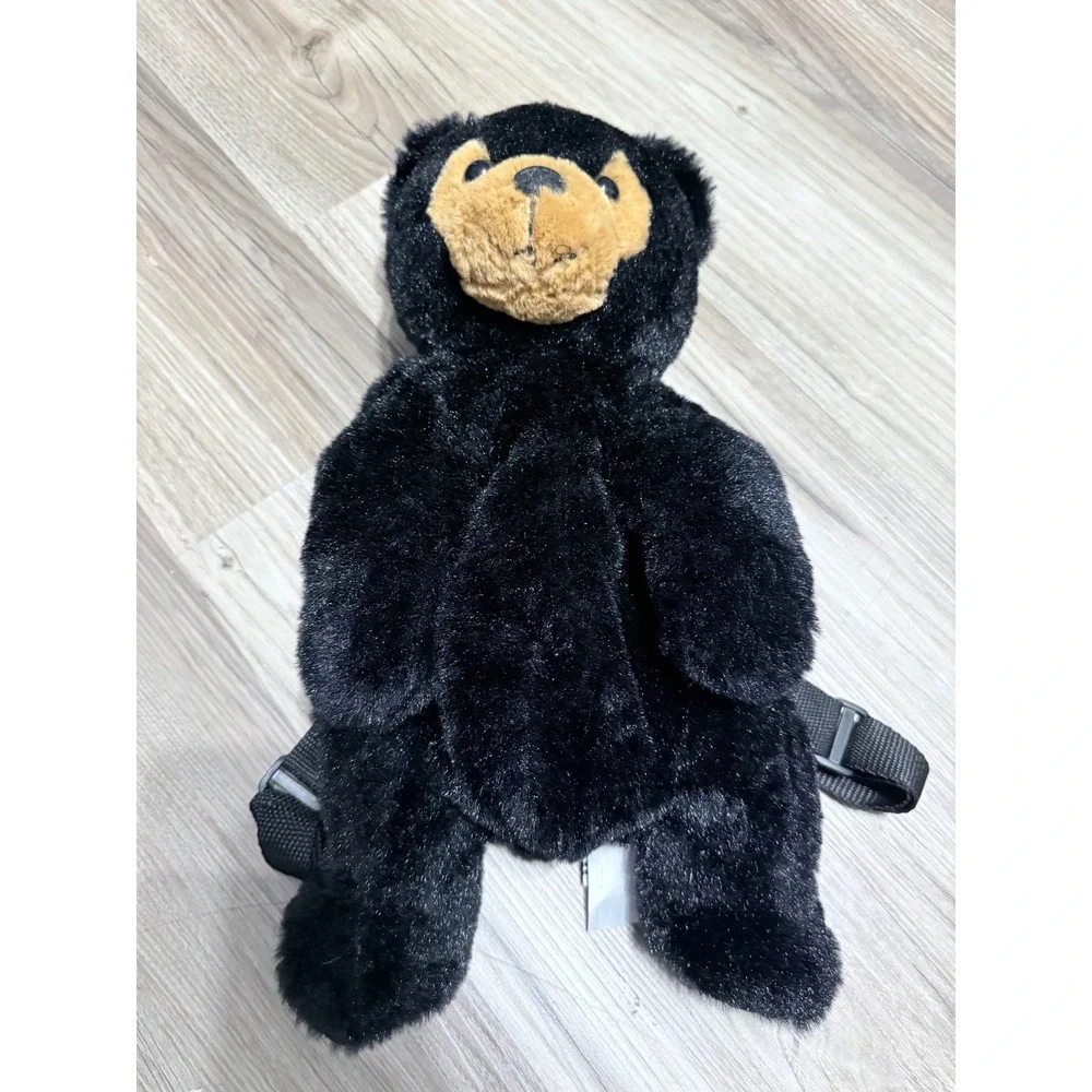 Fiesta Black Bear Plush Backpack Kids Adjustable Straps Stuffed Animal Toy Bag